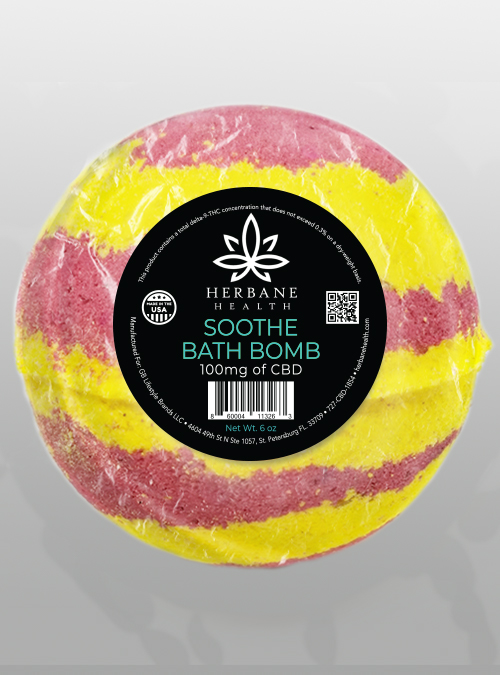 CBD Bath Bomb 100mg Hemp Extract Soothe - Herbane Health
